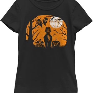 STAR WARS Halloween Darth Vader Death Star Silhouette Girls T-Shirt STAR WARS Halloween Darth Vader Death Star Silhouette Girls T-Shirt