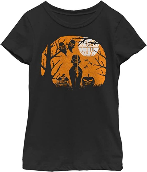 STAR WARS Halloween Darth Vader Death Star Silhouette Girls T-Shirt