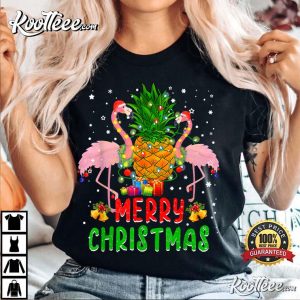 Flamingo Tree Light Merry Christmas T-Shirt Flamingo Tree Light Merry Christmas T Shirt 3