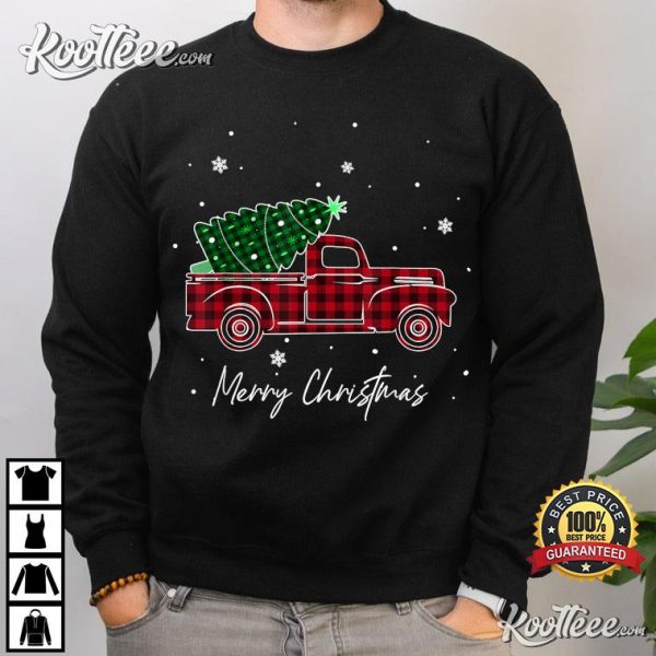 Merry Christmas Buffalo Truck Tree Family Matching T-Shirt