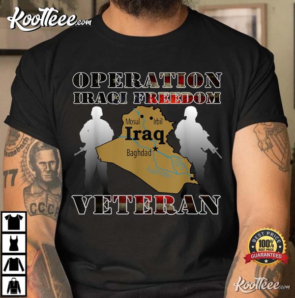 Operation Iraqi Freedom Veteran Combat US Flag T-Shirt