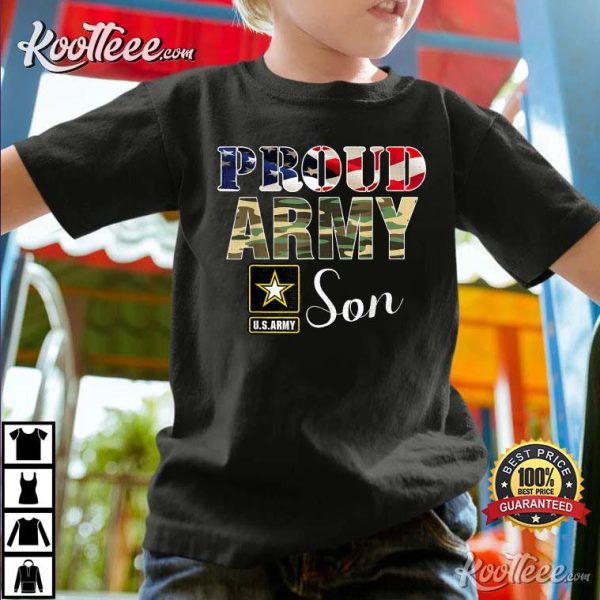 Proud Army Son With American Flag Gift For Veteran Day T-Shirt