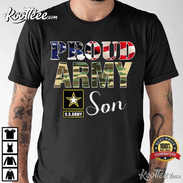 Proud Army Son With American Flag Gift For Veteran Day T-Shirt