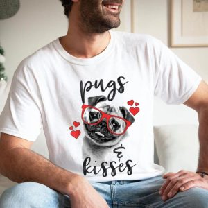 Pugs And Kisses Red Hearts Valentine Gift T-Shirt Pugs And Kisses Red Hearts Valentine Gift T-Shirt