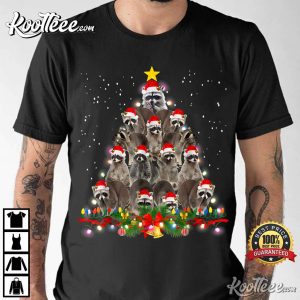 Raccoon Christmas Tree Lights Pajama Xmas Lover T-Shirt Raccoon Christmas Tree Lights Pajama Xmas Lover T-Shirt
