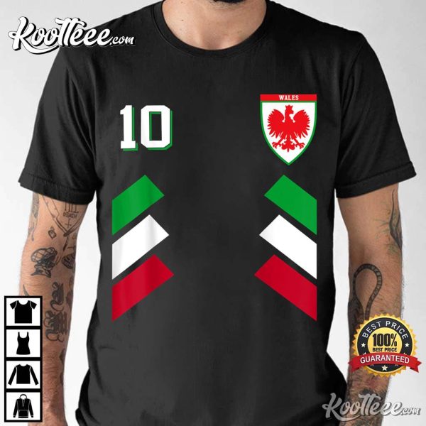 Retro 10 Welsh Flag Soccer Qatar World Cup T-Shirt