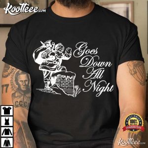 Santa Goes Down Chimney All Night Gym Christmas T-Shirt Santa Goes Down Chimney All Night Gym T Shirt 2