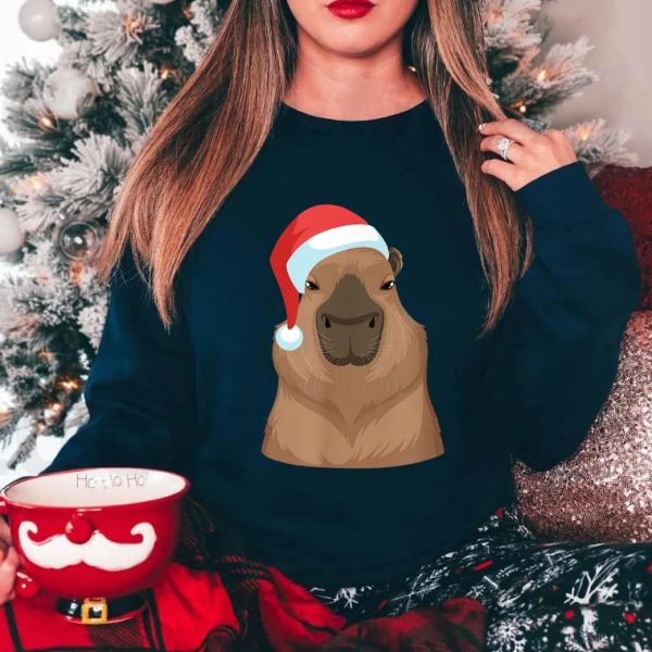 Santa Hat Capybara Christmas T-Shirt