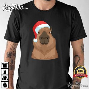 Santa Hat Capybara Christmas T Shirt 3