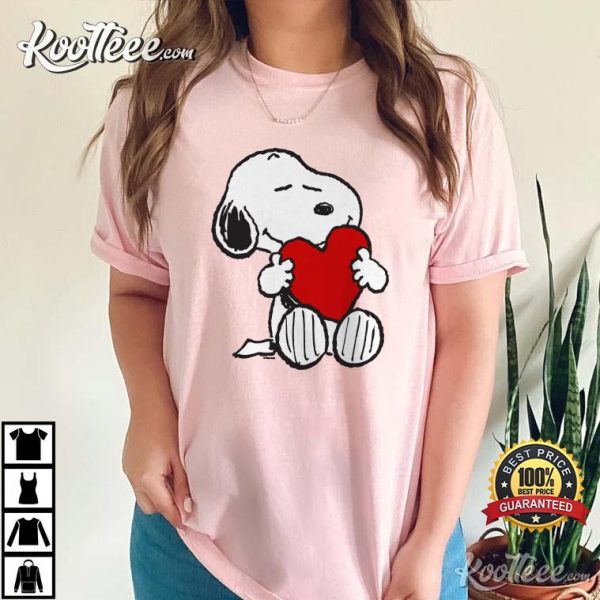 Peanuts Valentine Snoopy Hugging Heart T-Shirt