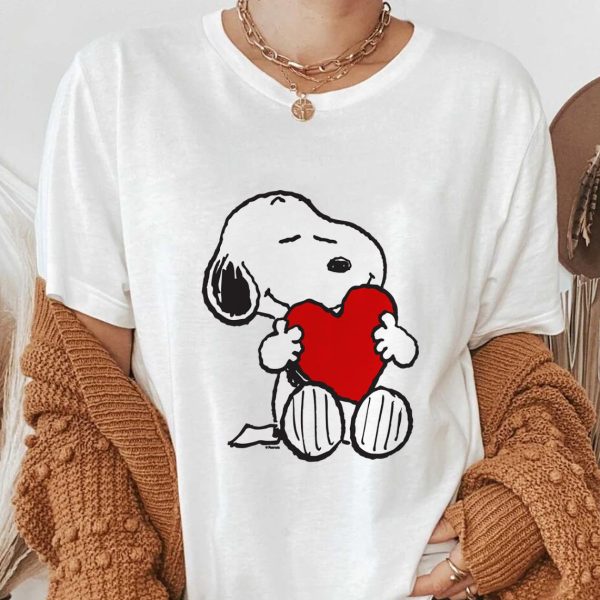 Peanuts Valentine Snoopy Hugging Heart T-Shirt