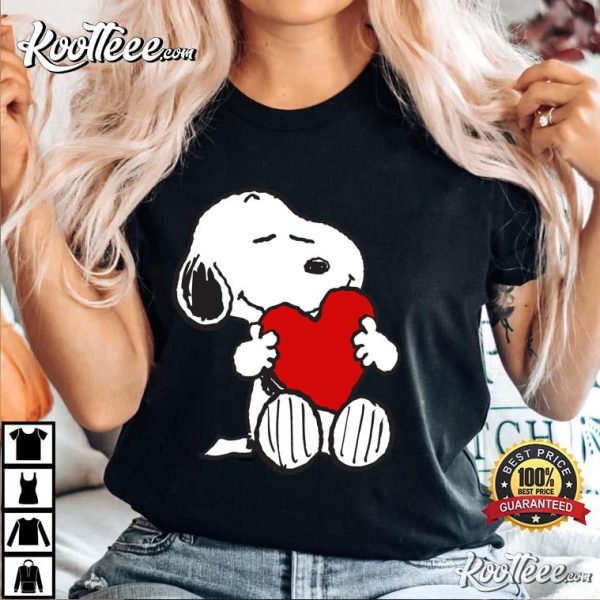 Peanuts Valentine Snoopy Hugging Heart T-Shirt