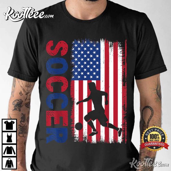 Soccer Lover USA Flag Qatar World Cup T-Shirt