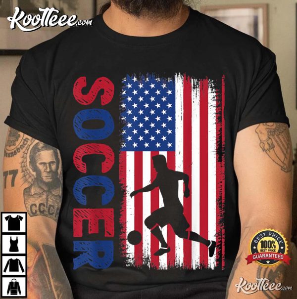 Soccer Lover USA Flag Qatar World Cup T-Shirt