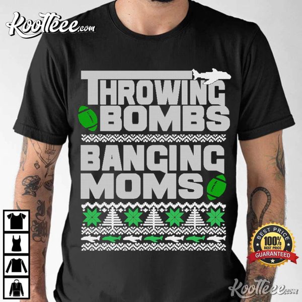 Throwing Bombs Banging Funny Football Christmas T-Shirt