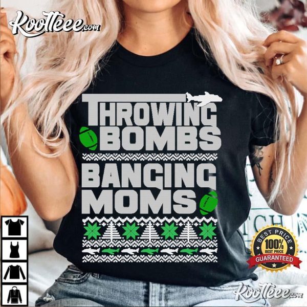 Throwing Bombs Banging Funny Football Christmas T-Shirt