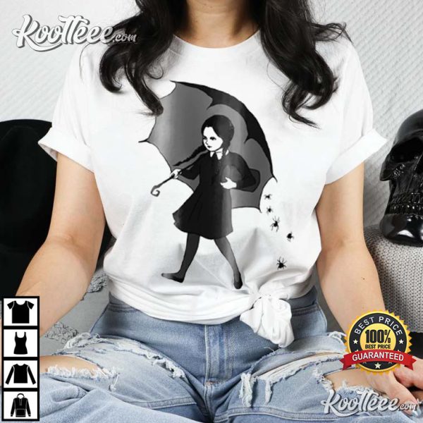 Addams Gothic Scary Girl Classic Wednesday T-Shirt