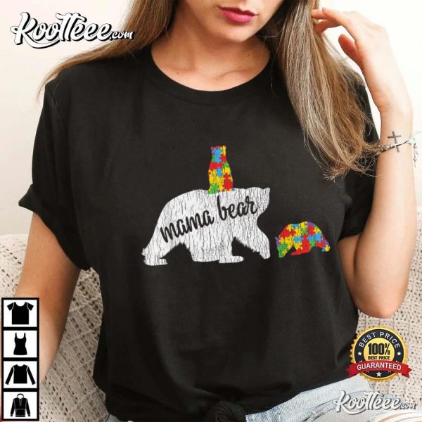 Autism Awareness Mama Bear Autistic Kids T-Shirt