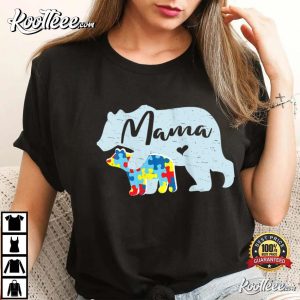 Autism Awareness Mama Bear Mom T Shirt 3