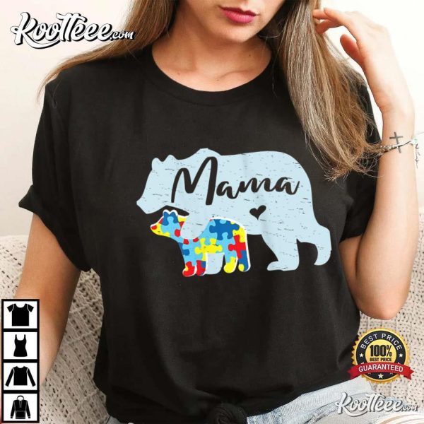 Autism Awareness Mama Bear Mom T-Shirt