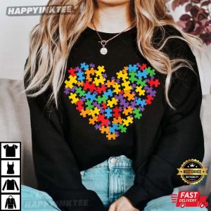 Autism Awareness Valentine's Day Heart Puzzle Pieces T-Shirt Autism Awareness Valentines Day Heart Puzzle Pieces T Shirt 3