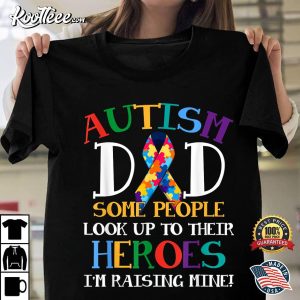 Autism Dad Puzzle Ribbon Son Is My Hero Autism Awareness T Shirt 1