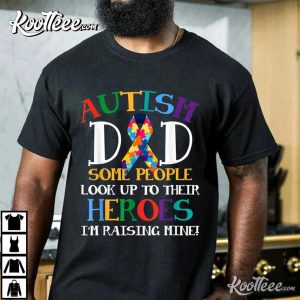 Autism Dad Puzzle Ribbon Son Is My Hero Autism Awareness T Shirt 3
