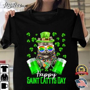 Beer Lover Happy Saint Catty's Day Cat St Patrick's Day T-Shirt Beer Lover Happy Saint Cattys Day Cat St Patricks Day T Shirt 1