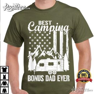 Best Camping Bonus Dad Ever American Flag T Shirt 1