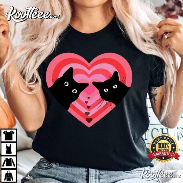 Black Cat Couple Valentine’s Day Vintage T-Shirt