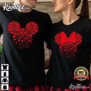 Disneyworld Mickey And Minnie Ears With Heart Couples Shirt