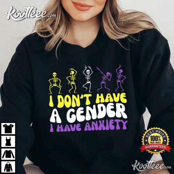 Funny Nonbinary Enby Pride Gender Skeletons T-Shirt