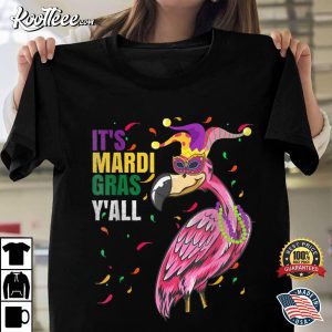 Funny Retro Flamingo Mardi Gras Yall T Shirt 1