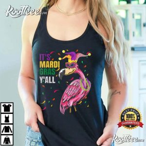 Funny Retro Flamingo Mardi Gras Yall T Shirt 3