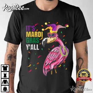 Funny Retro Flamingo Mardi Gras Yall T Shirt 4