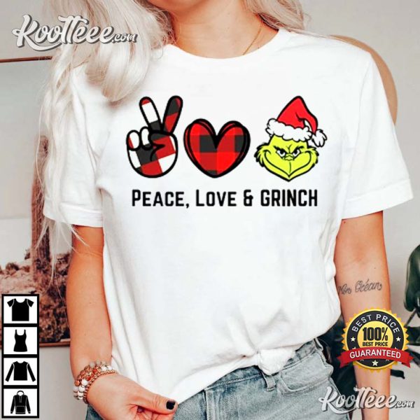 Grinch Peace Love Christmas Unisex T-Shirt