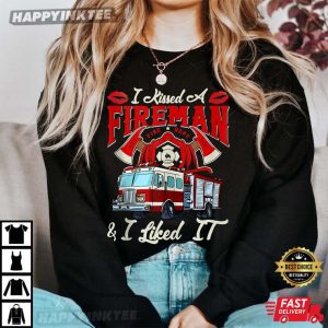 I Kissed A Fireman Firefighter Valentines Day T Shirt 1