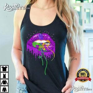 Mardi Gras Mask Lips Queen Purple And Gold Carnival Costume T-Shirt Mardi Gras Mask Lips Queen Purple And Gold Carnival Costume T Shirt 1