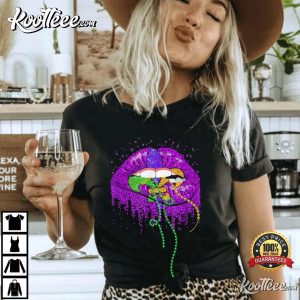 Mardi Gras Mask Lips Queen Purple And Gold Carnival Costume T-Shirt Mardi Gras Mask Lips Queen Purple And Gold Carnival Costume T Shirt 3