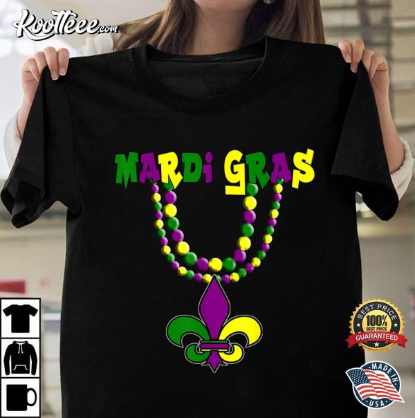 Mardi Grass Fleur De Lis Beads T-Shirt