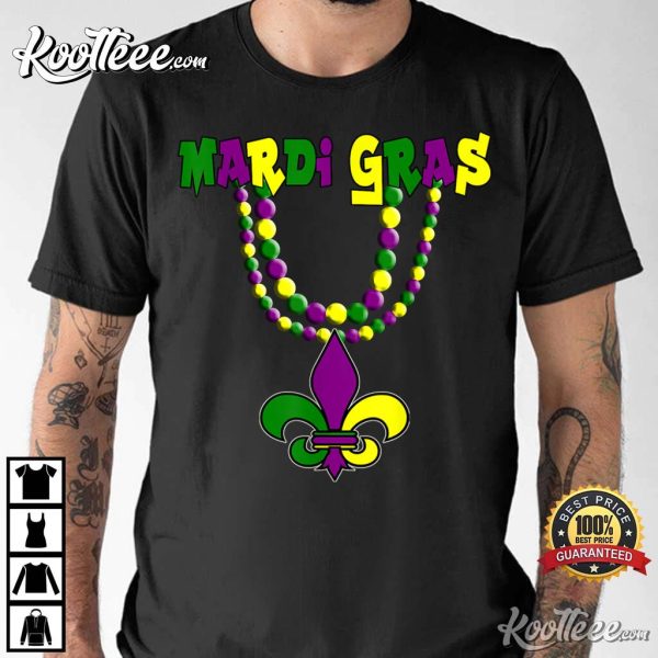 Mardi Grass Fleur De Lis Beads T-Shirt