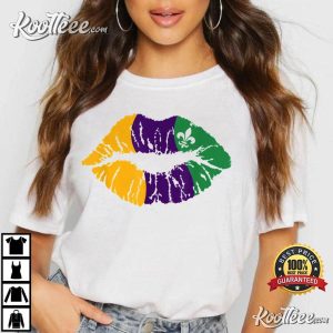 Mardi Grass Lips Kiss Carnival Classic T Shirt 3