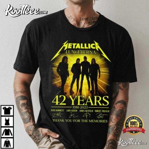 Metallica Lux Aeterna 42 Years 1981-2023 Thank You Signatures T-Shirt Metallica Lux Aeterna 42 Years 1981 2023 Thank You Signatures T Shirt 1