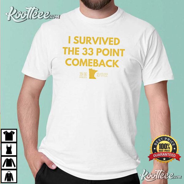 Minnesota Vikings Football I Survived The 33 Point Comeback T-Shirt