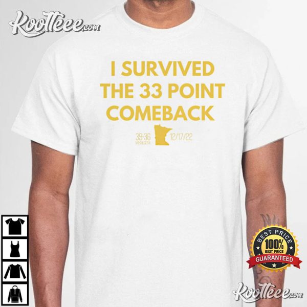 Minnesota Vikings Football I Survived The 33 Point Comeback T-Shirt