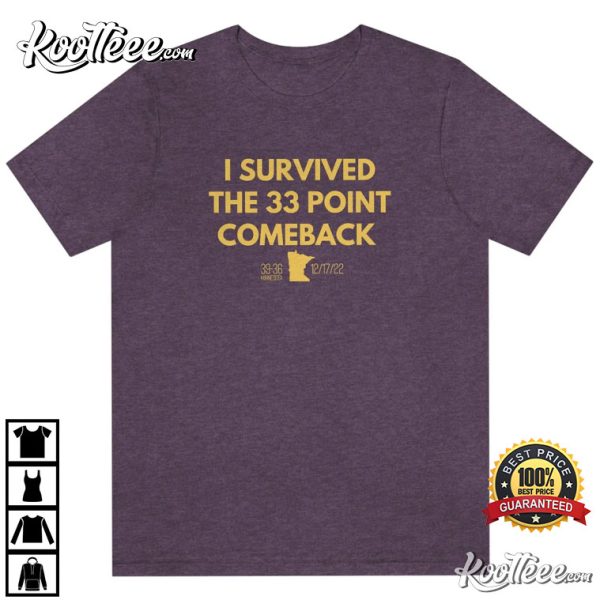 Minnesota Vikings Football I Survived The 33 Point Comeback T-Shirt