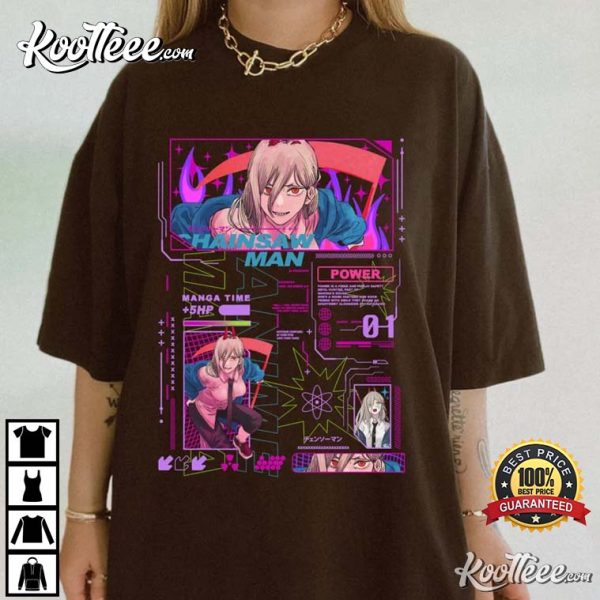 Power Girl Neon Anime Chainsaw Man T-Shirt