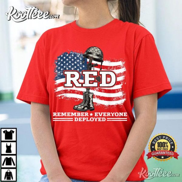 Red Friday Distressed USA Flag Remember Everyone Deployed T-Shirt