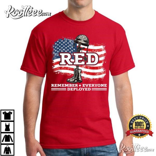 Red Friday Distressed USA Flag Remember Everyone Deployed T-Shirt