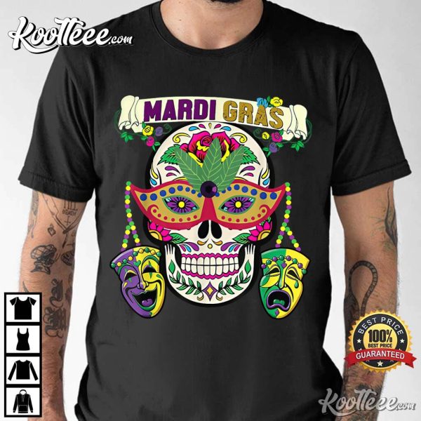 Rose Mardi Grass Funny Skull Carnival New Orleans T-Shirt